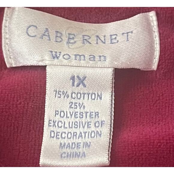 CABERNET WOMAN LONG SLEEVE FULL-LENGTH FLANNEL ROBE, WOMANS, 1X, BURGUNDY - Picture 11 of 12